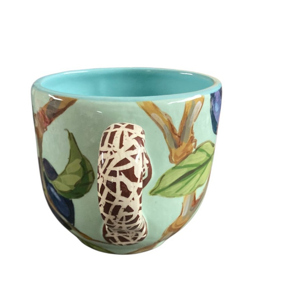 Droll Designs Plum Vine Mug Pottery Hand Painted Signed 2007 - Picture 3 of 5